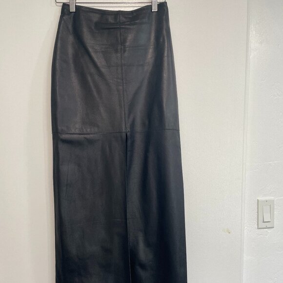 Bebe long leather skirt open in the front, size 2 . - Picture 1 of 5